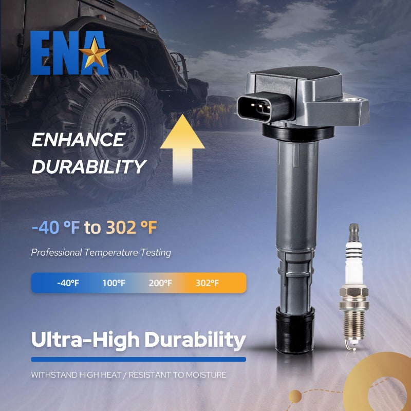 ENA Set of 6 Ignition Coil Pack with Spark Plug 3.5L V6 2001 2002 2003 2004 2005 2006 2007 2008 Compatible with Acura Honda Saturn MDX Pilot Vue Ridgeline Coils Plugs for UF400 C1460 4503 PK16TT - Image 3